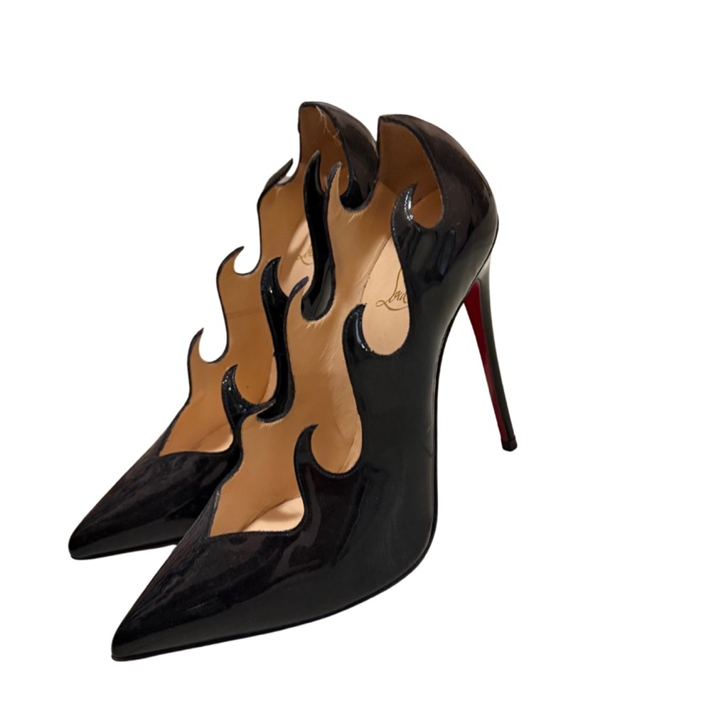 Christian Louboutin Black Flame Design Heels